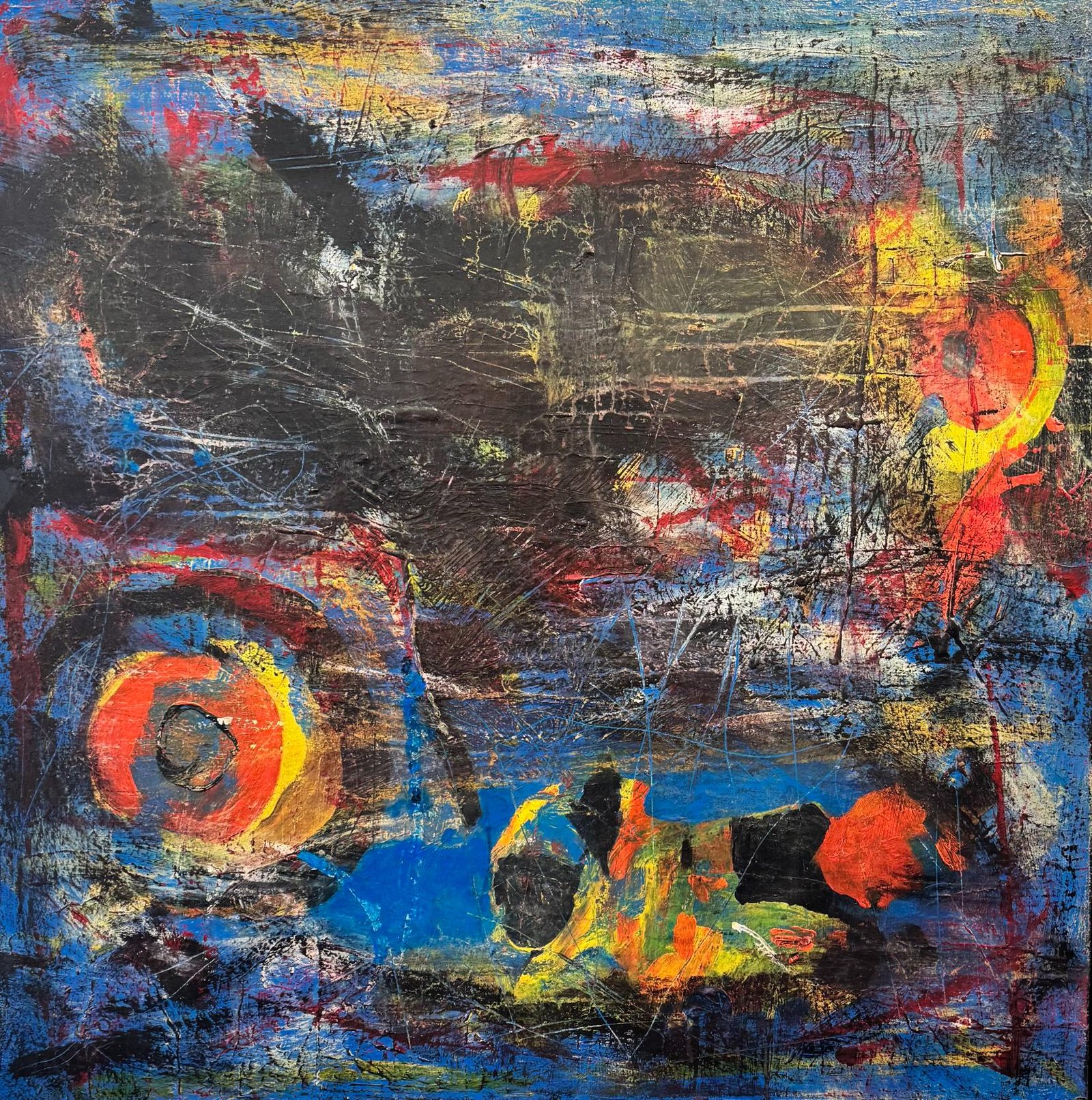 Electric colour, raw movement, and layered texture, this piece pulls you in and keeps shifting the longer you look.